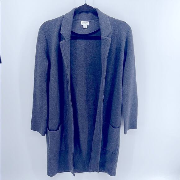 J. Crew Factory Sophie 100% cotton open front long line knit cardigan blazer  XS - Picture 1 of 6